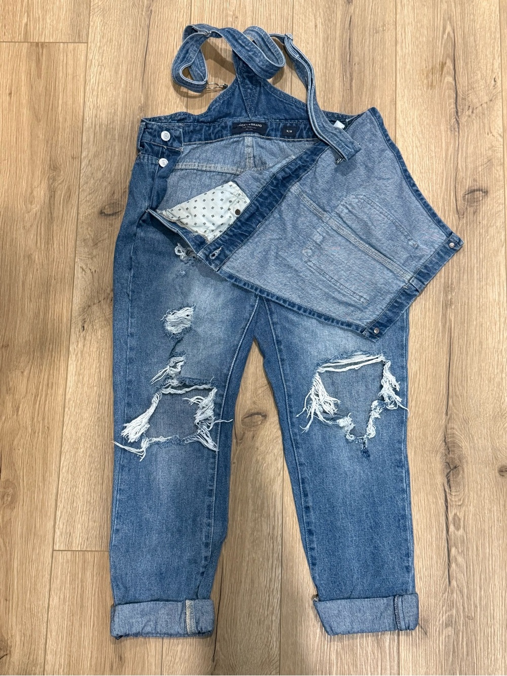 Lucky brand Distressed Blue Denim Overalls - Women's Ripped Jeans